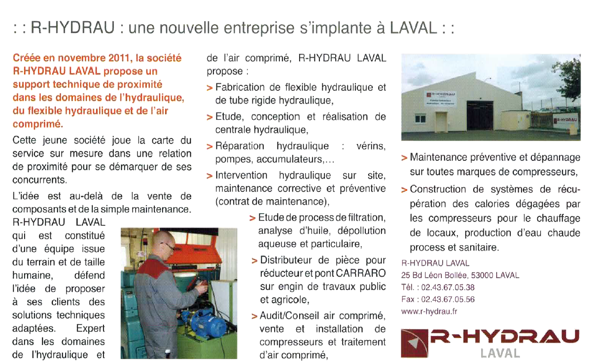 R-HYDRAU : une nouvelle entreprise s'implante à Laval
