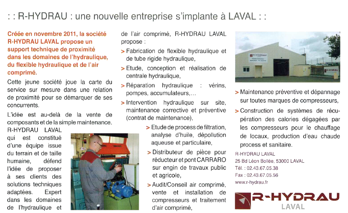 R-HYDRAU : une nouvelle entreprise s'implante  Laval